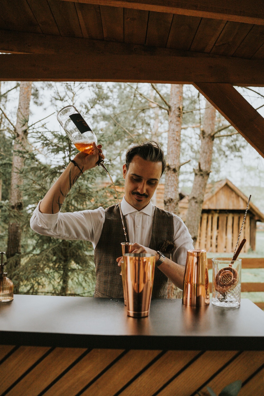 Photo of me preparing a cocktail with throwing method
